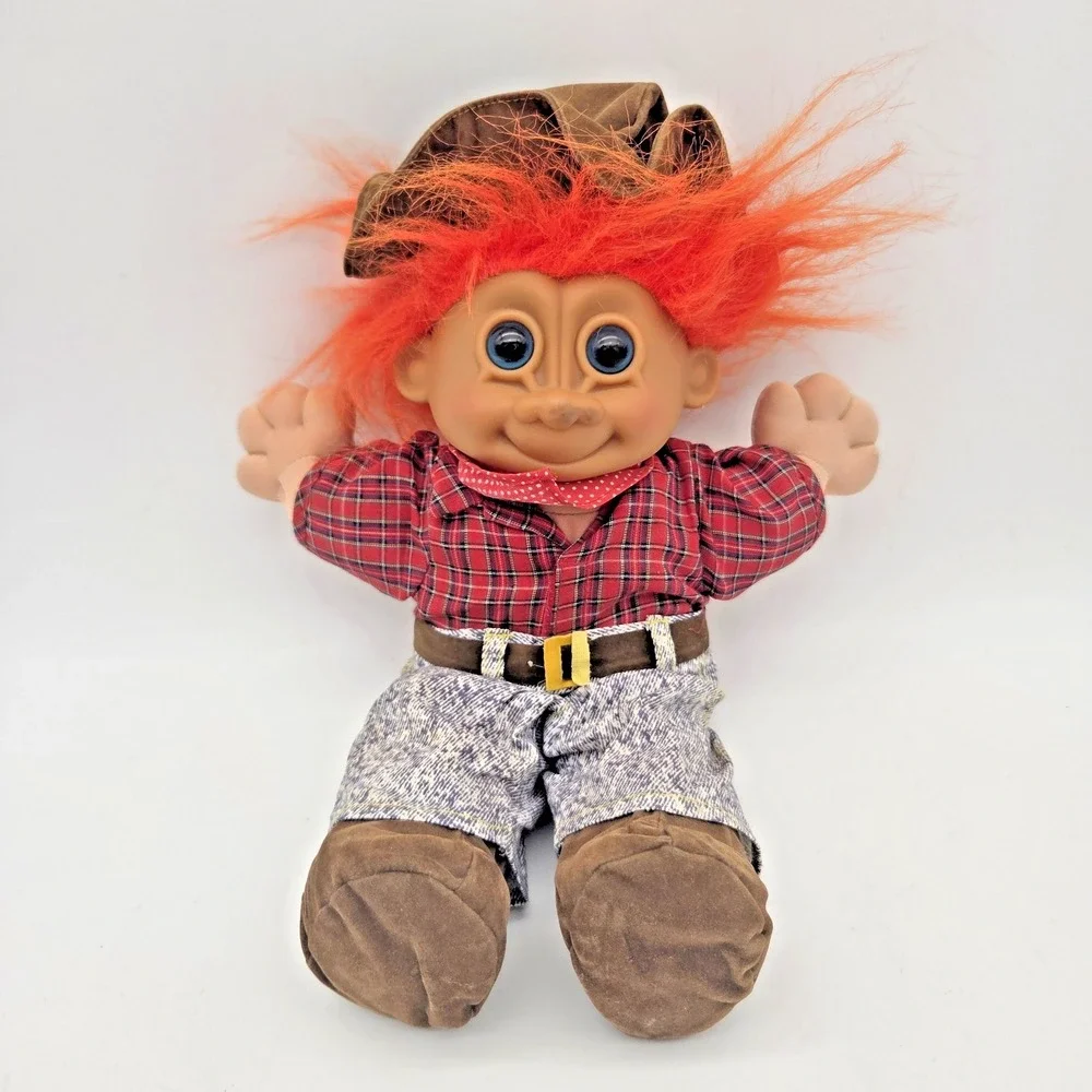 Russ Berrie Co Troll Cowboy Buckaroo Farmer Orange Hair Soft Body 13